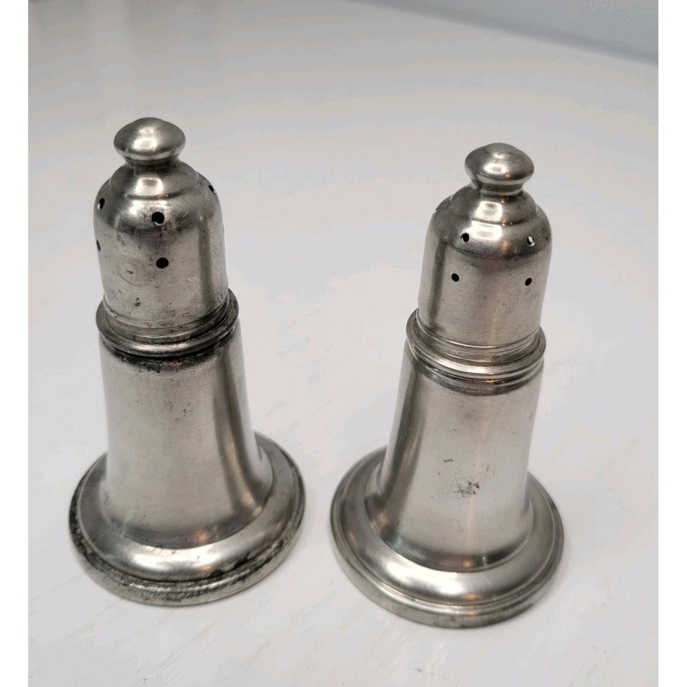 Vintage Empire Pewter Salt & Pepper Shaker With Glass Inserts. #744